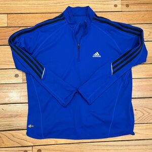 Adidas Mens Clima Lite 1/4 Zip Vented Mesh Pullover Jacket Blue medium